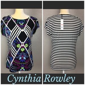Cynthia Rawley Graphic Geometric & Stripe Top